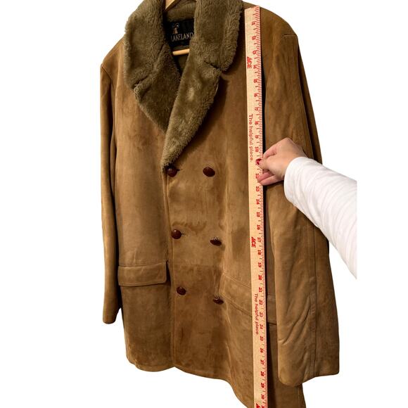 Huckberry Vintage M Suede Double Breasted Coat $590 Fur Lined Leather Buttons - Picture 8 of 10